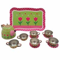 Tinnen theeservies - Tulpen