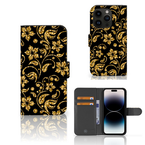 iPhone 15 Pro Hoesje Gouden Bloemen