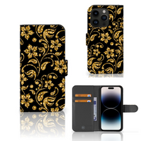 iPhone 15 Pro Hoesje Gouden Bloemen - thumbnail