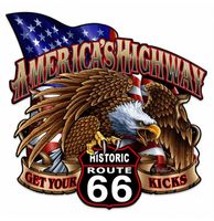 America&apos;s Highway Historic Route 66 Zwaar Metalen Bord 61 x 61 cm - thumbnail