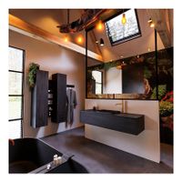 MONDIAZ ERIN 150cm badmeubel met onderkast kleur dark brown 1 lade wastafel midden 1 kraangat kleur urban - thumbnail