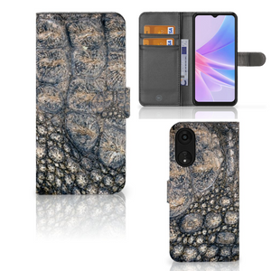 OPPO A78 5G | A58 5G Telefoonhoesje met Pasjes Krokodillenprint