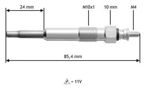 Gloeibougie VALEO, Spanning (Volt)11V, u.a. für Renault, Rover, Land Rover, Volvo, MG