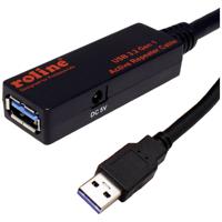 ROLINE USB 3.2 Gen 1 Actieve Repeater kabel, zwart, 15 m