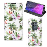 Motorola One Zoom Hoesje maken Flamingo Palms