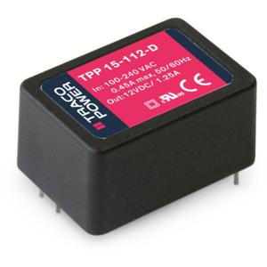 TracoPower TPP 15-124-D Schakelnetvoedingsmodule 0.62 A 15 W 24 V/DC 1 stuk(s)