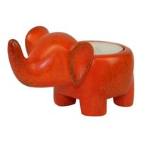 Theelichthouder Kisii Olifant Oranje - thumbnail