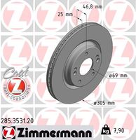 Remschijf COAT Z ZIMMERMANN, Remschijftype: Binnen geventileerd, u.a. für Hyundai, KIA - thumbnail