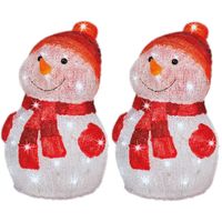 Set van 2x stuks kerstverlichting Led figuren voor buiten sneeuwpop 25 x 25 x 35 cm m