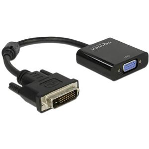 Delock 65658 DVI / VGA Adapter [1x DVI-stekker 24+1-polig - 1x VGA-bus] Zwart Met Ferrietkern 16.00 cm