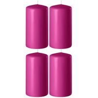 4x Fuchsia roze cilinderkaarsen/stompkaarsen 6 x 15 cm 58 branduren