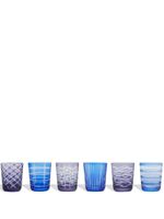 POLSPOTTEN lot de six verres à motif géométrique - Bleu