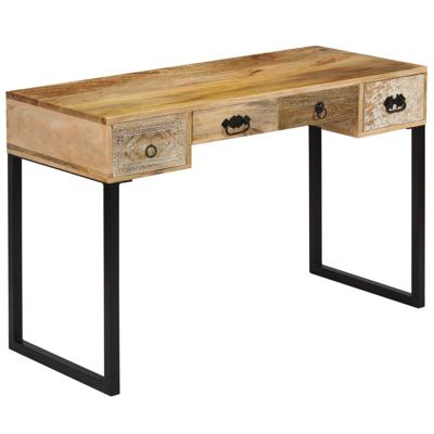 vidaXL Bureau 117x50x76 cm massief mangohout en echt leer vidaXL Bureau 117x50x76 cm massief mangohout en echt leer