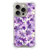 iPhone 15 Pro shockproof hoesje - Floral violet