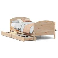 vidaXL Bedframe met hoofdbord massief grenenhout 90x190 cm, bed, bed ombouw, eenpersoonsbed, bedbodem, slaapkamermeubel, 1 persoonsbed