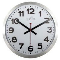 NeXtime NE-3999ARRC Wandklok Dia. 35 Cm, Aluminium, Wit, &apos;Station&apos; Radio Controlled (DCF)