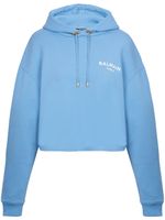 Balmain hoodie crop à logo floqué - Bleu