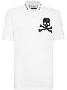 Philipp Plein skull-print cotton polo shirt - Blanc