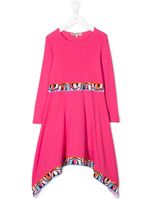 PUCCI Junior robe asymétrique à ourlets contrastants - Rose