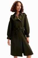 Oversized trenchcoat met riem - GREEN - S - thumbnail