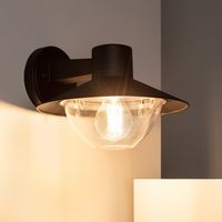 Wandlamp voordeur 'Neva' e27 fitting modern zwart 240mm - thumbnail