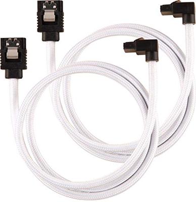 Corsair Premium SATA3-kabel, schuin/recht (6 Gbps, 60 cm, 90 graden), met ommanteling, wit