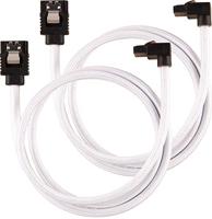 Corsair Premium SATA3-kabel, schuin/recht (6 Gbps, 60 cm, 90 graden), met ommanteling, wit