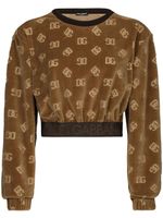 Dolce & Gabbana sweat crop à motif monogrammé en jacquard - Marron