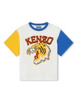 Kenzo Kids t-shirt en coton biologique à logo imprimé - Tons neutres