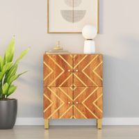 Dressoir 60x33,5x75 cm massief mangohout bruin en zwart - thumbnail