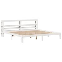 vidaXL Bedframe met hoofdbord massief grenenhout wit 180x200 cm, bed, slaapkamermeubel, houten bed, tweepersoonsbed, houten bedframe, bedbodem
