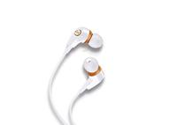 Magnat LZR 540 High Performance in-ear hoofdtelefoon, platte kabel met afstandsbediening, handsfree, en knikbescherming, wit/oranje