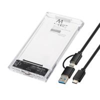Ewent SSD/HDD Behuizing USB-C+A 3.2 Gen1, Externe behuizing voor 2,5″ SATA harde schijf tot 9,5 mm – Transparante, Gereedschapsloze installatie, UASP-ondersteuning, 5 Gbps, Compatibel met Windows/Mac