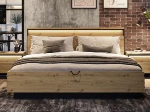 Tweepersoonsbed QUANTINO 180x200 cm artisan eik/zwart