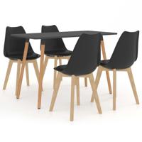 vidaXL 5-delige Eethoek zwart