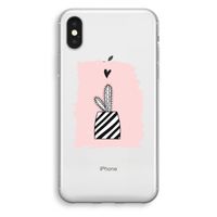 Zwart-wit cactus: iPhone X Transparant Hoesje - thumbnail