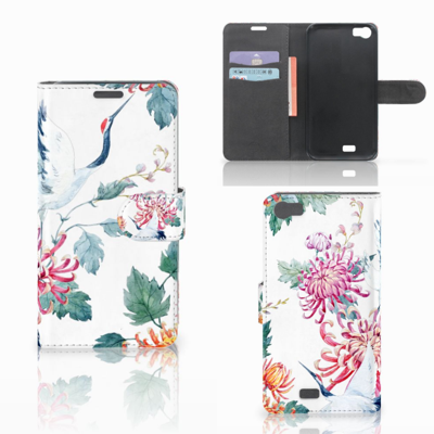 Wiko Lenny Telefoonhoesje met Pasjes Bird Flowers Wiko Lenny Telefoonhoesje met Pasjes Bird Flowers