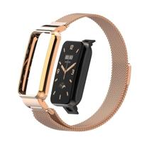 By Qubix - Milanese loop bandje met case - Champagne goud - Xiaomi Smart Band 7 Pro