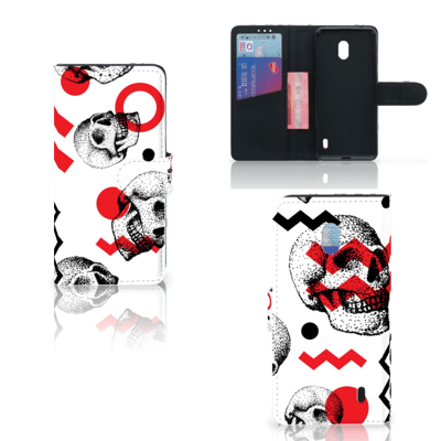 Telefoonhoesje met Naam Nokia 2.2 Skull Red