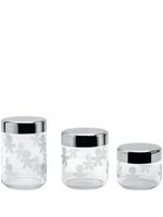 Alessi lot de trois bocaux en verre - Argent