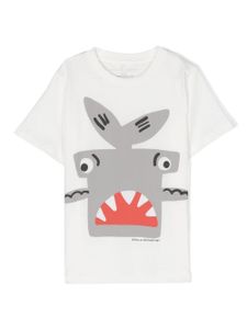 Stella McCartney Kids t-shirt en coton à imprimé requin - Blanc