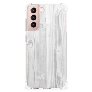 Samsung Galaxy S21 FE Stevig Telefoonhoesje White Wood