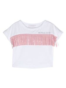 Monnalisa t-shirt crop à détail de pompon - Blanc