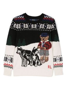 Ralph Lauren Kids Polo Bear intarsia-knit jumper - Blanc