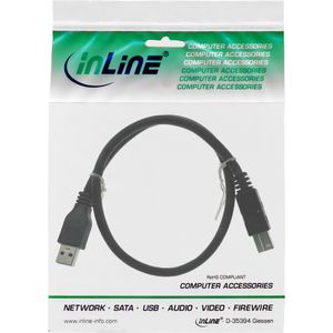 InLine 5m USB 3.0 USB-kabel USB A USB B Zwart