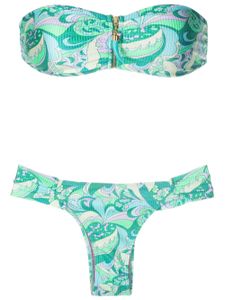 Brigitte bikini sans bretelles à motif cachemire - Vert