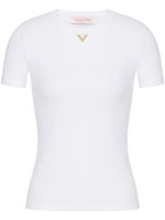 Valentino Garavani t-shirt VGold en coton nervuré - Blanc