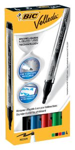 BIC Velleda Liquid Ink Pocket markeerstift 4 stuk(s) Kogelpunt Zwart, Blauw, Groen, Rood