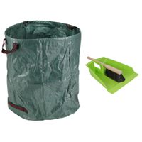 Groot stoffer/blik groen 43 cm met tuinafvalzak 272L voor tuinafval/bladeren