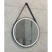 Wiesbaden Cinto spiegel rond met band dimbare LED verlichting en spiegelverwarming 60 cm mat zwart - thumbnail